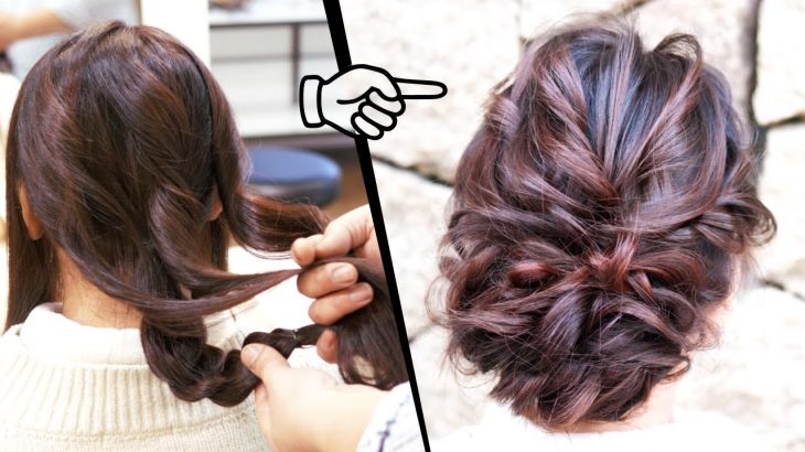 簡単！アイロン巻き３本！編み込みで作る大人可愛いまとめ髪ヘアアレンジ！髪の長い人にオススメ！SIMPLE UPDO  |  easy hair tutorial| Updo Hairstyle