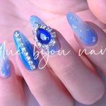 韓国風ブルービジューネイル💎✨네일 디자인2021冬セルフジェルネイル-blue bijou nail-