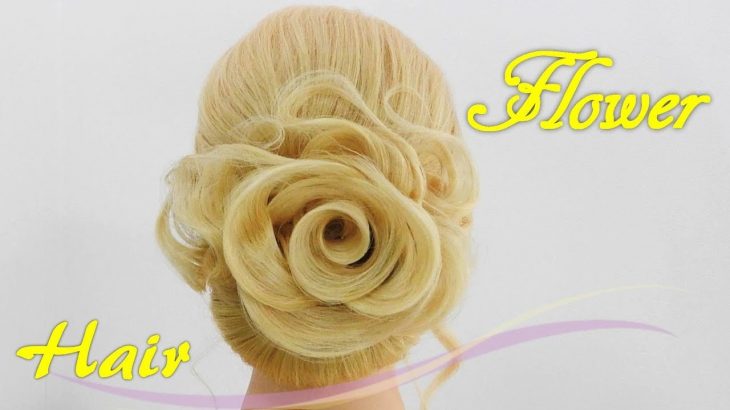 【フラワーヘアアレンジ】お花のまとめ髪/髪でお花を作れる　花髪型 　big rose ,Flower hair  Updos