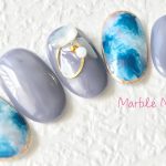 【ニュアンスネイル】マーブルニュアンスの作り方　ブルーとグレーの落ち着いたネイルデザイン Marble Nuance Nail