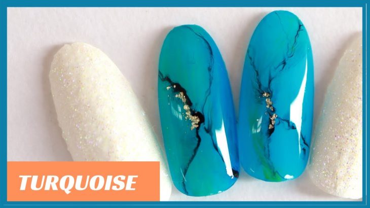 【夏ネイルデザイン★ターコイズ turquoise nail designs】ブルー天然石を時短簡単に!セルフネイラーさんも必見のやり方！summer nail designs easy