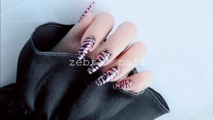 🤍ゼブラネイル🖤セルフジェルネイル셀프네일/ 젤네일/ 네일디자인-zebra nail-