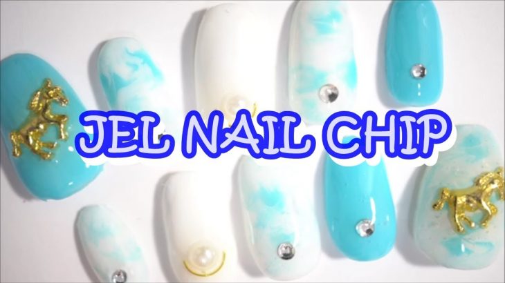 【ネイルチップ】白と水色の夏デザイン ジェルネイル💅 How to make nail Jel designs 【Nail Art Designs】