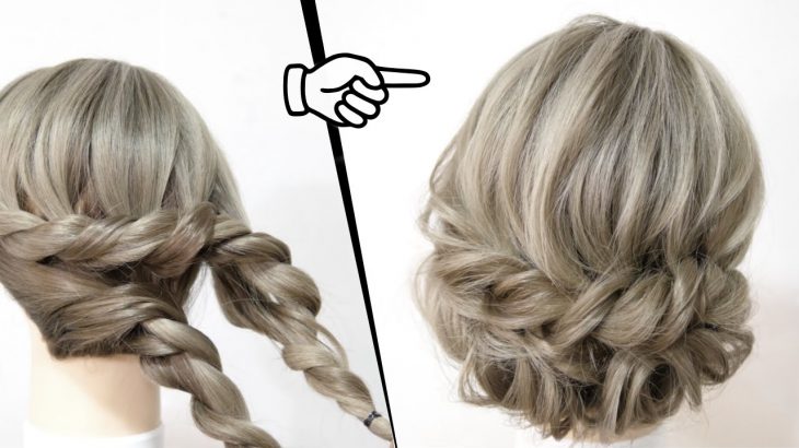 簡単！アイロンなし！ロープ編み込み２本！大人可愛いまとめ髪ヘアアレンジ！HOW TO: SIMPLE UPDO  |  easy hair tutorial| Updo Hairstyle