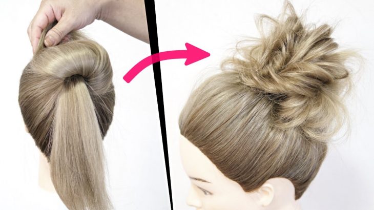 簡単！編まない！巻かない！ねじるだけでできる！ルーズなお団子のヘアアレンジ！How to: Easy MESSY BUN For Long Hair| New Bun Hairstyle