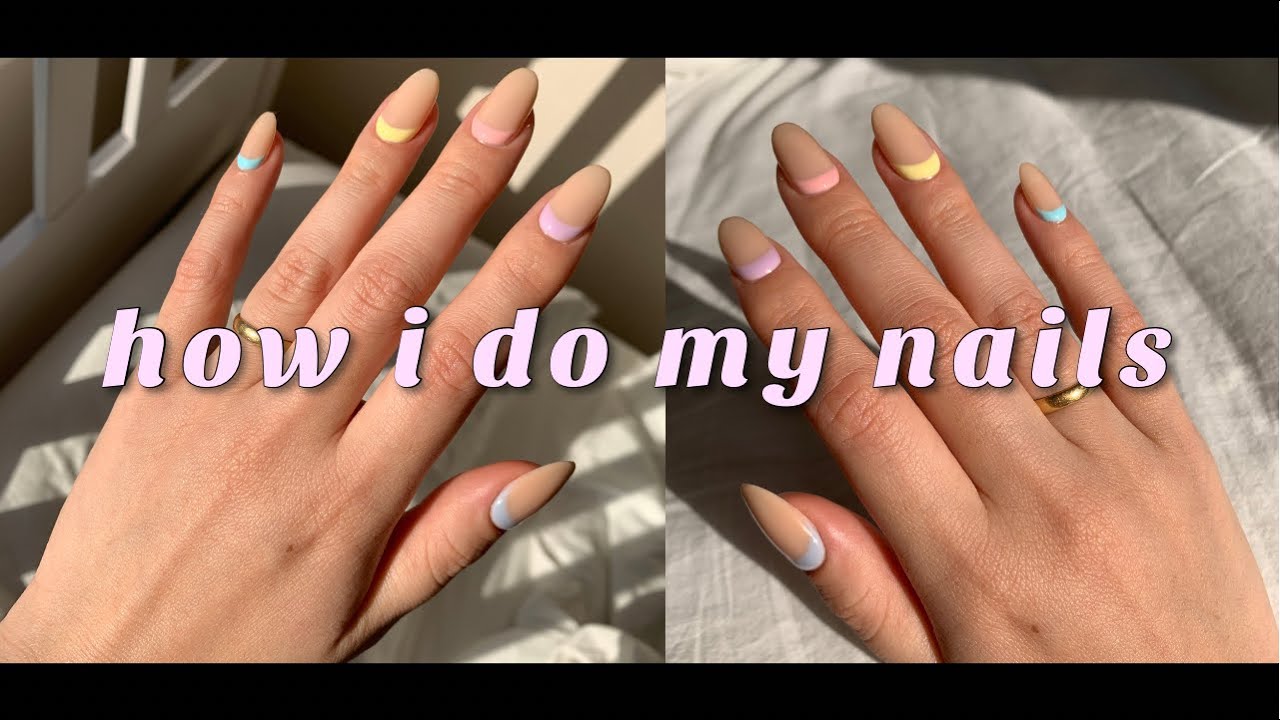 セルフジェルネイル 5色のパステルカラーを使った逆フレンチデザイン Fleur Beauty セルフジェルネイル 5色のパステルカラーを使った逆フレンチデザイン Fleur Beauty