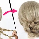 簡単！アイロンなし！くるりんぱとロープ編みでできる！ルーズな可愛いまとめ髪ヘアアレンジ！HOW TO: SIMPLE UPDO  |  Quick and easy hair tutorial