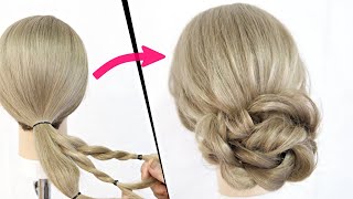 簡単！アイロンなし！くるりんぱとロープ編みでできる！ルーズな可愛いまとめ髪ヘアアレンジ！HOW TO: SIMPLE UPDO  |  Quick and easy hair tutorial