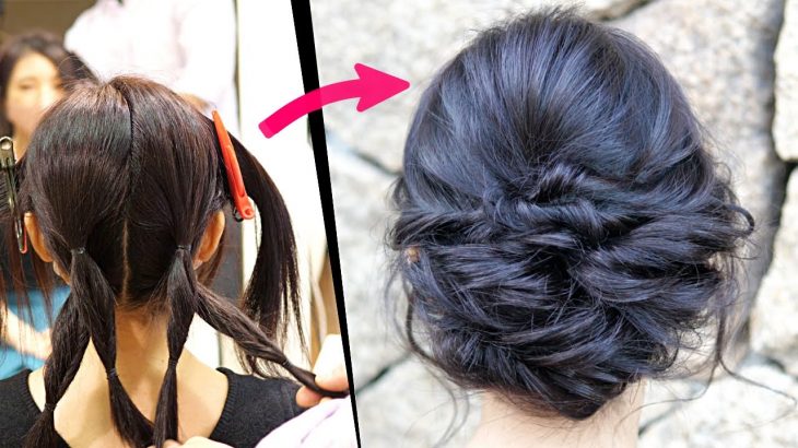 簡単！アイロンなし！編まない！くるりんぱだけ！シンプルな可愛いまとめ髪ヘアアレンジ！SIMPLE UPDO  |   easy hair tutorial| Updo Hairstyle