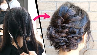 簡単！くるりんぱとロープ編みでできる！時短で可愛いまとめ髪アレンジ！SIMPLE UPDO  |  Quick and easy hair tutorial| Updo Hairstyle