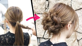簡単！ねじるだけでできます！可愛いルーズなお団子ヘアアレンジ！How to: Easy MESSY BUN | New Bun Hairstyle | Updo Hairstyle