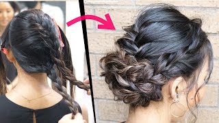 簡単！編み込みと三つ編みの大人可愛いまとめ髪のヘアアレンジ！SIMPLE UPDO | Quick and easy hair tutorial| Updo Hairstyle
