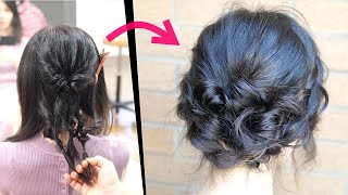 簡単！編み込みとくるりんぱで作る可愛いまとめ髪アレンジ！HOW TO: SIMPLE UPDO  |  hair tutorial| Updo Hairstyle