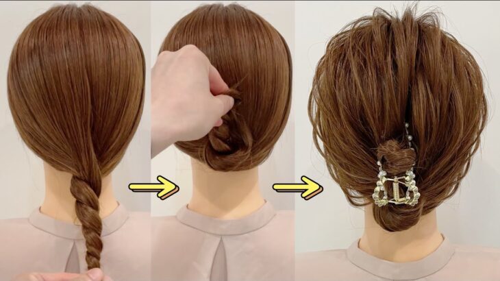 【バンスクリップまとめ髪】ロープ編みでできる簡単アップヘアのやり方