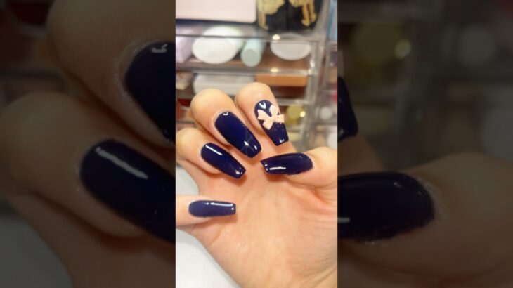 navy ribbon nail🎀🌘🌗 #nailart #nailasmr #asmr #ネイル動画 #独学ネイル #セルフネイル #セリアジェル #네일아트 #네일재료 #生活音asmr