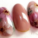 上品オータムフラワーネイルアート♡Elegant Autumn Flower Nail Art