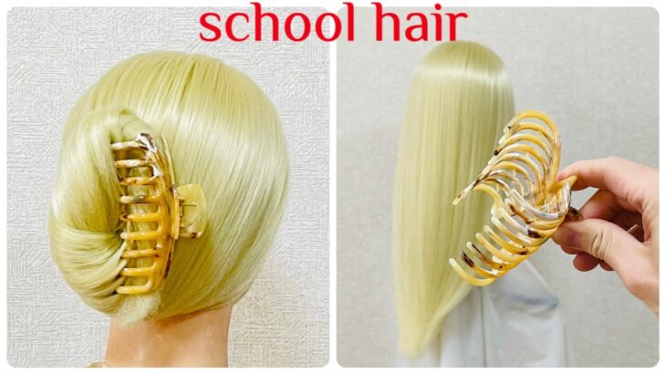 School Hairstyle Back To School 1 week Idol Hair(Saturday)学校 ヘアアレンジグッズ バンスクリップまとめ髪  #ヘアアレンジ