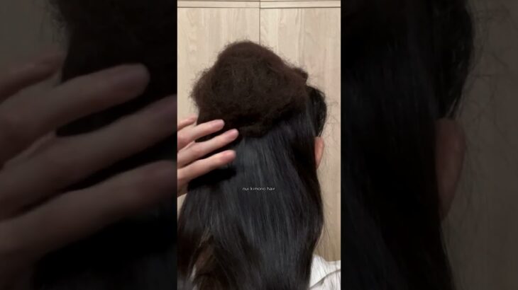 【巻くだけの大きなお団子】着物ヘアアレンジ 自分でできる簡単セルフ着物の髪型 時短セルフヘアアレンジ ヘアスタイル ロング セミロング和髪まとめ髪37#KimonoHairstyle #ヘアーアレンジ