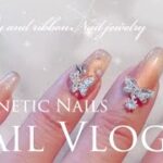 【Nail Vlog】magnetic nails and nail jewelry ネイルジュエリーをつけるワンホンネイルをしました