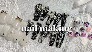 【NAIL】ネイルチップ作成｜パーツ盛り｜オーロラネイル｜3Dパーツ｜おまんじゅう｜粘土ジェル