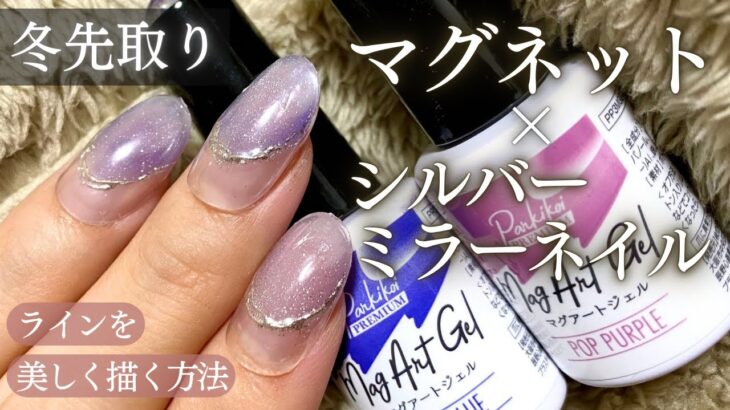 【Seria/CanDo】冬先取り‼︎ 寒色×シルバーミラーがマッチしたおすすめデザイン💅🏻✨ラインの引き方をご紹介🤍