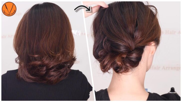 【可愛ヘアアレンジ】ヘアピンなしで即出来るミディアムまとめ髪