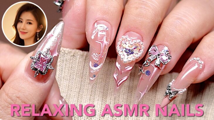 Relaxing ASMR Nails | 3D Cat Eye Nail Art & Easy Gel-X Nails Tutorial