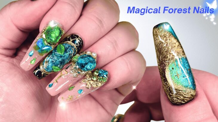 Beautiful Magic Forest Nail Art! I’m in love 😍#nailarttutorial  #ASMR