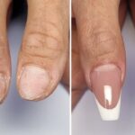 Sculpted buldier gel nail extensions with french manicure