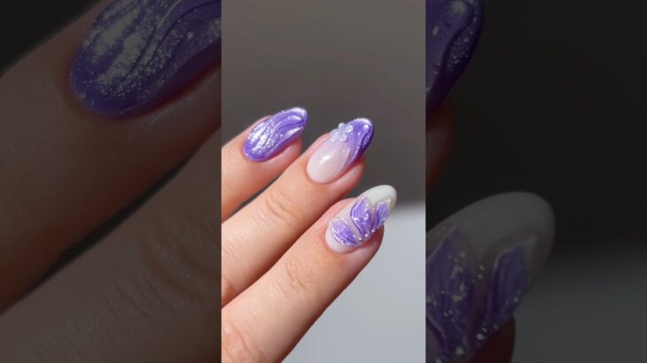 🪻✨ sparkly purple floral #nails #nailart #naildesign #nailpolish