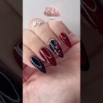 Elegant Red and Black Rose Nail Art | Classy Nail Design 💅✨#nailarttutorial #nailart #shorts