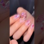 Pink Glitter Heart × Clear French Nail💖 #セルフネイル #ジェルネイル #クリアフレンチ #埋め込みハート #100均ネイル