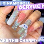 Cute Pastel Blue SANRIO V French Glitter NAIL ART 🩵 ACRYLIC NAIL Inspo