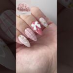 🌸 Soft Floral & Pink Plaid Nail Art | Cute 3D Bow Design 💅✨ #Shorts #nailart #nailarttutorial