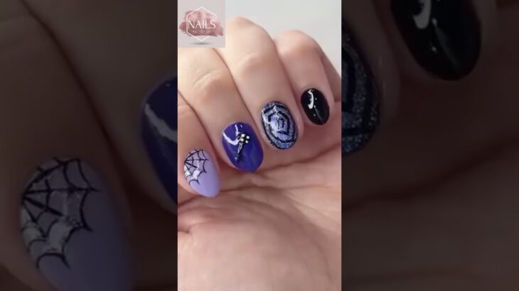 🕸️ Spooky Glam Halloween Nail Art | Purple & Black Witchy Vibes 💅🌙 #Shorts #nailarttutorial #usa