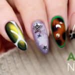 🌠 Amber Starlight Nails ASMR | Relaxing Step-by-Step Nail Art Tutorial 💅| No Talking | Ep.32