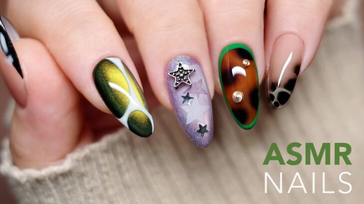 🌠 Amber Starlight Nails ASMR | Relaxing Step-by-Step Nail Art Tutorial 💅| No Talking | Ep.32