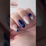 ✨ Navy Blue & Silver Glitter Nail Art | Elegant Nail Design Ideas 💅 #nailart #shorts
