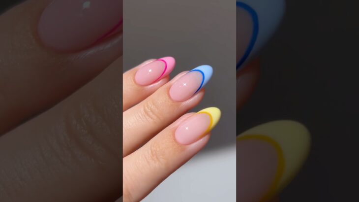 🎨💅🏻 colorful double french #nails #nailart #nailpolish #naildesign