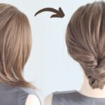 [ヘアアレンジミディアム]くるりんぱと三つ編みで出来るお呼ばれヘアアレンジ l Prom Hairstyle for Short to Medium Hair