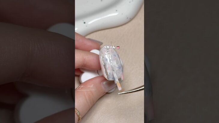 ぺろーんとふんわりストライプマーブルネイル🤍#ジェルネイル #セルフネイル #ネイル #nails #nailart