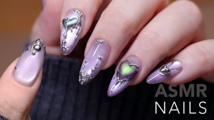 💜 Purple Love Nails ASMR | Step-by-Step Nail Art Tutorial 💅| Nail Extension | No Talking | Ep.31