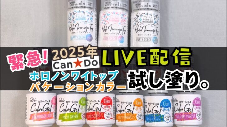 【キャンドゥジェルネイル】新色バケーションカラー全６色&新色ホロノンワイプトップ３色の色味チェック！