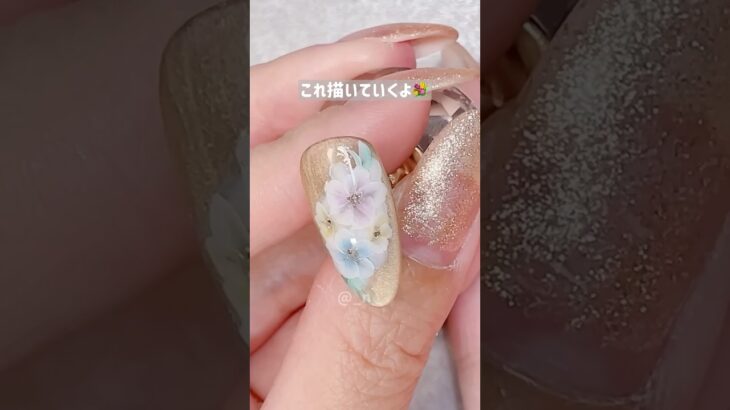 お花描いてくよ💐#ジェルネイル #nailart #nails #naildesign #お花ネイル #セルフネイル #フラワーネイル