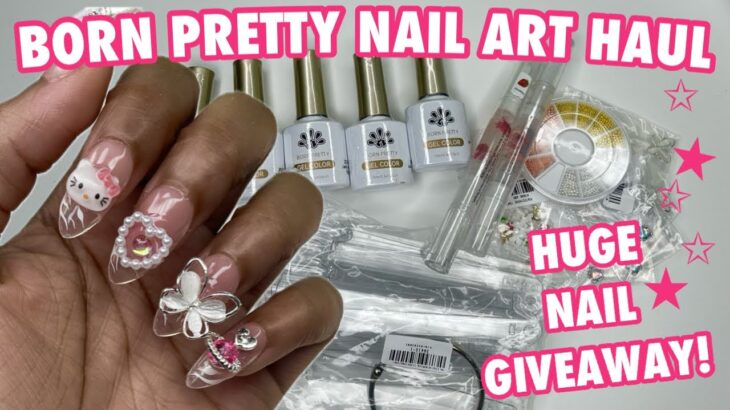 Born Pretty Nail Haul | HUGE NAIL GIVEAWAY 2025! | Jelly Nude Gels | Kawaii Short Almond Nails