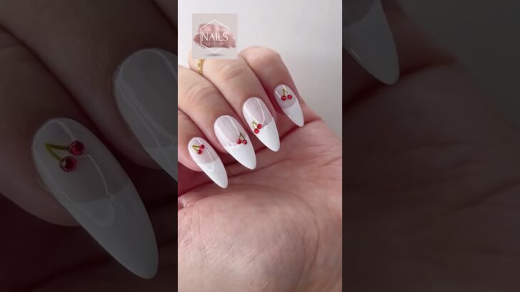 Cherry French Tip Nails | Perfect Summer Nail Art | USA Trend 2025 #nailarttutorial #shorts #nailart
