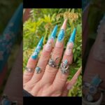 Elegant Wedding Long Stiletto Nails #naildesign #nailart #bridal #subscribe #nails #bluenails