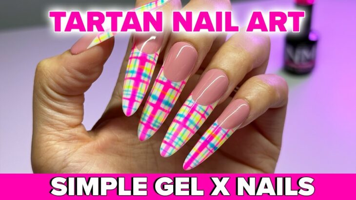 Gel X Nails – NEON TARTAN NAIL ART Design | Beginner Nail Art