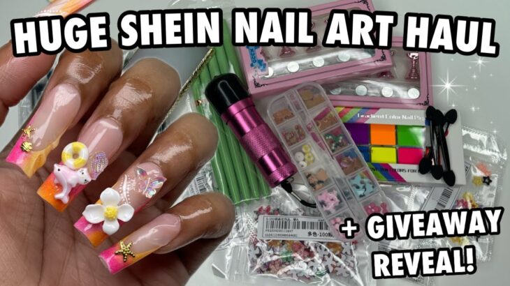 HUGE SHEIN Nail Art Haul | Mystery Nail Bundle Giveaway Reveal | Hello Kitty Summer Nails