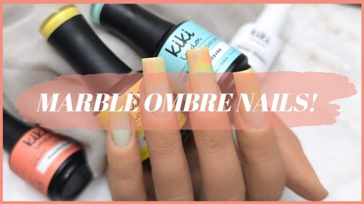 MARBLE OMBRE BUILDER GEL NAIL TUTORIAL | Milky Spring Nail Design!